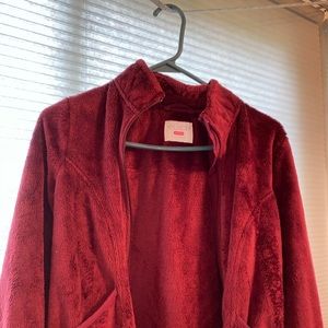 Fuzzy maroon zip up